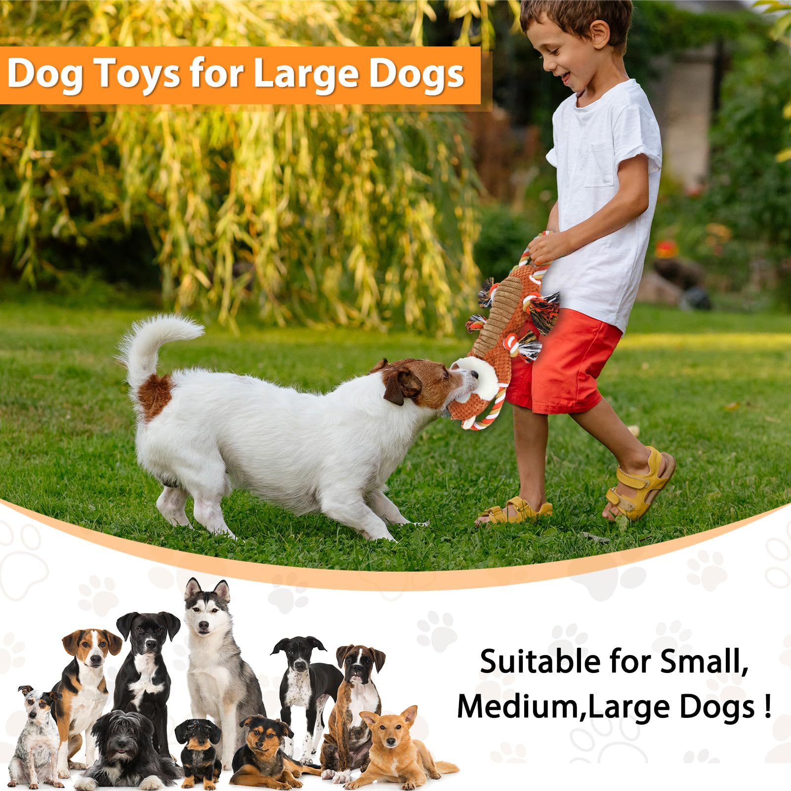 Drmstow plush dog toy large-dog design ideal for chewing and fetch
