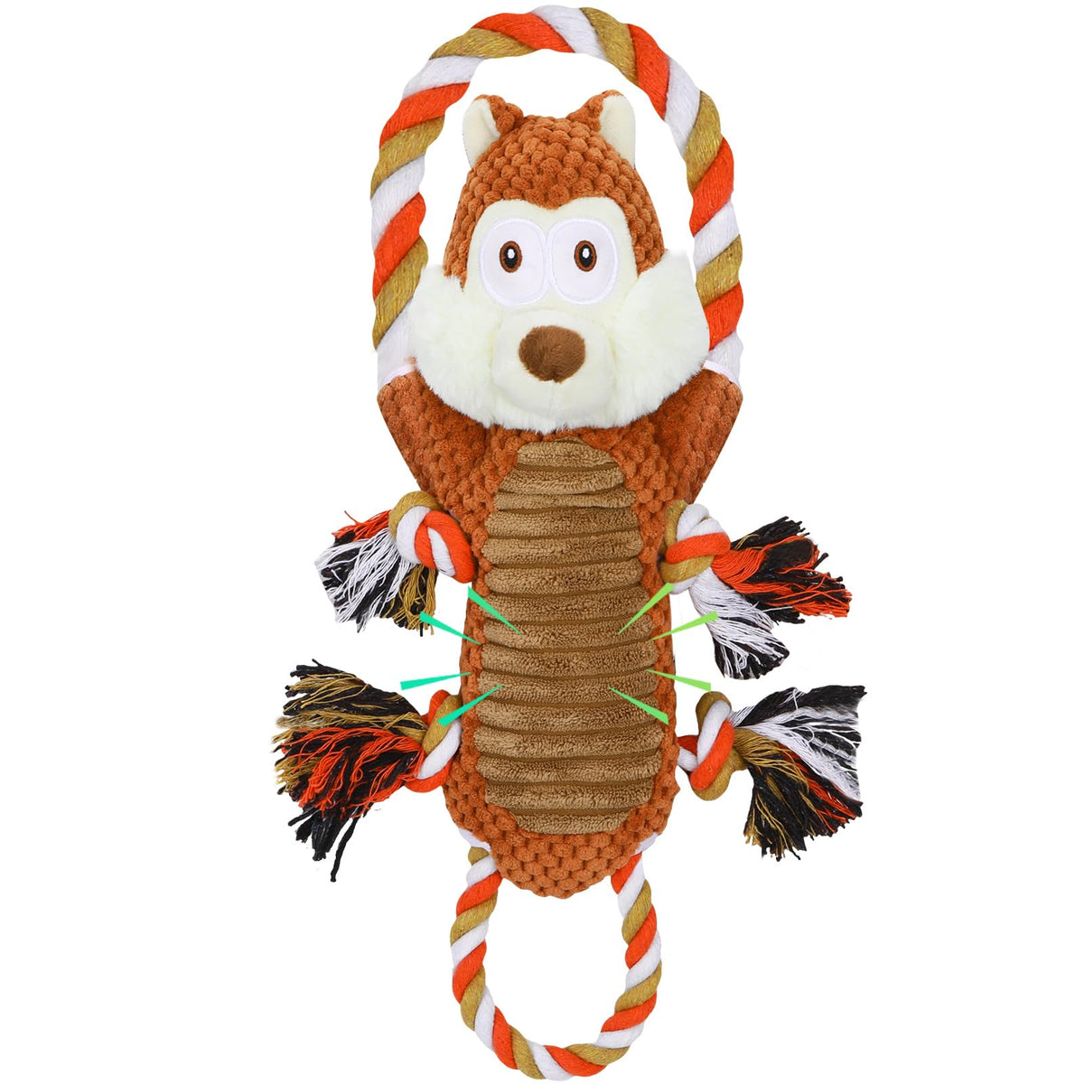Drmstow rope-infused squeaky dog toy close-up squeaker for extra play excitement