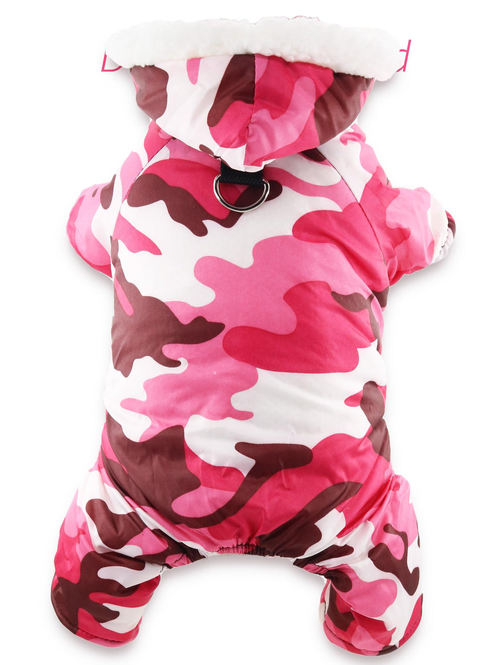 DroolingDog 4 Legs coat front view shows cozy fleece for small dogs