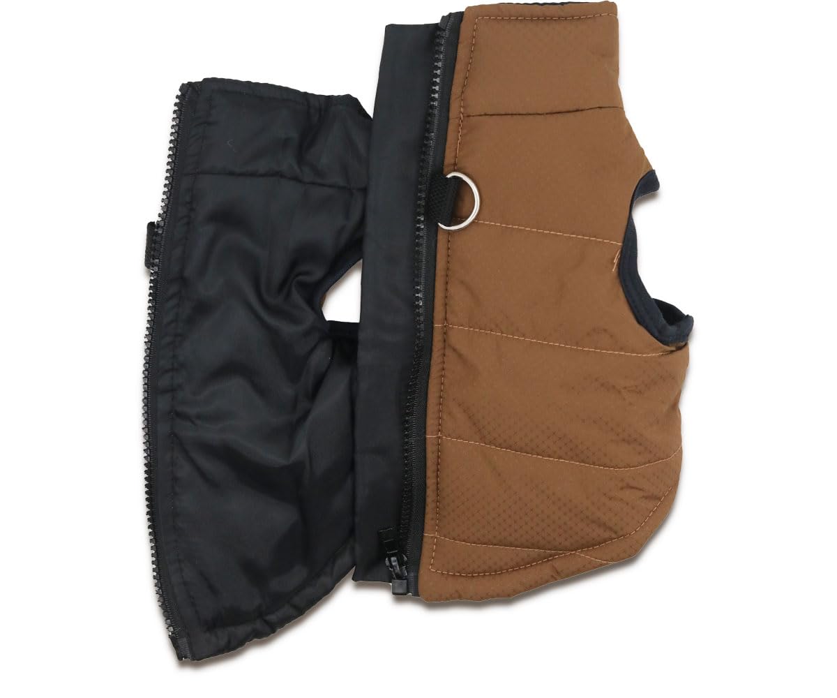DroolingDog dog coat back-d-ring illustrates secure leash option during outings.