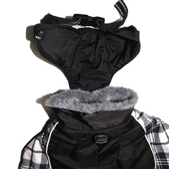 DroolingDog plaid-pattern-dog-coat adds stylish flair to winter adventures