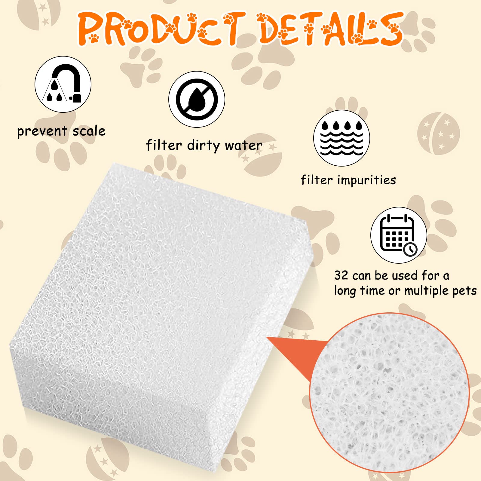 Droutti foam filter captures hair and debris to keep drinking water fresh