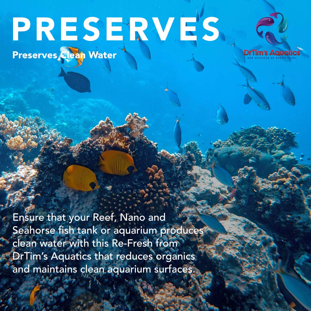 DrTim’s Aquatics Re-Fresh Reef aquarium-glass looks clearer with reduced buildup.