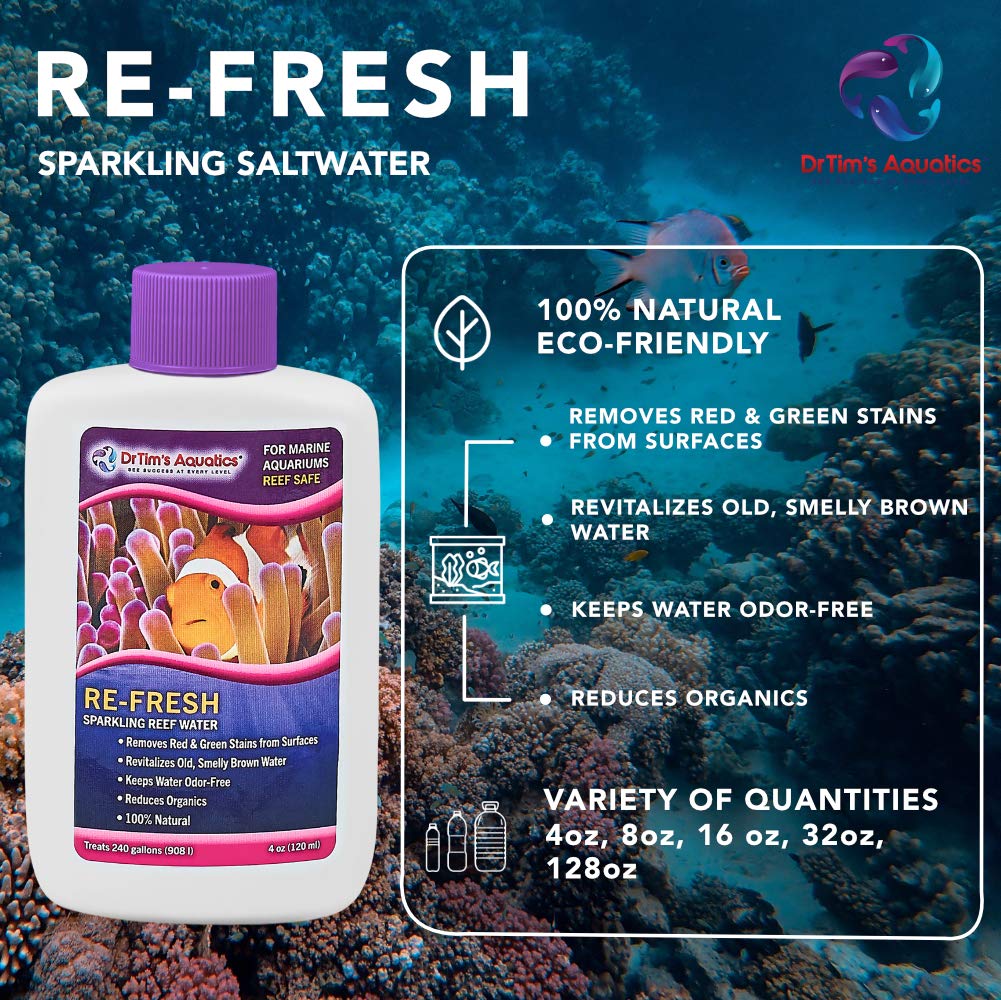DrTim’s Aquatics Re-Fresh Reef routine-dosing demonstrates easy, short-cycle use.