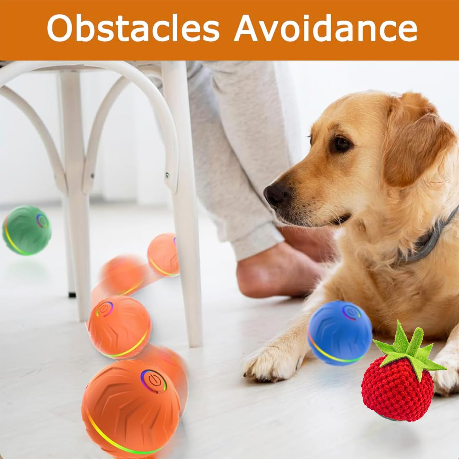 DRVUXBIL interactive dog ball in normal mode with green light for steady play