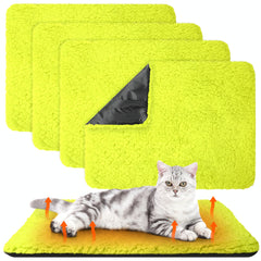 Drydiet 4-pack self-warming cat pads on crate offering warmth on cold floors