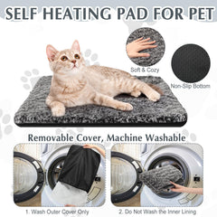 Drydiet self-warming cat pad gray inside a crate bed for secure comfort.