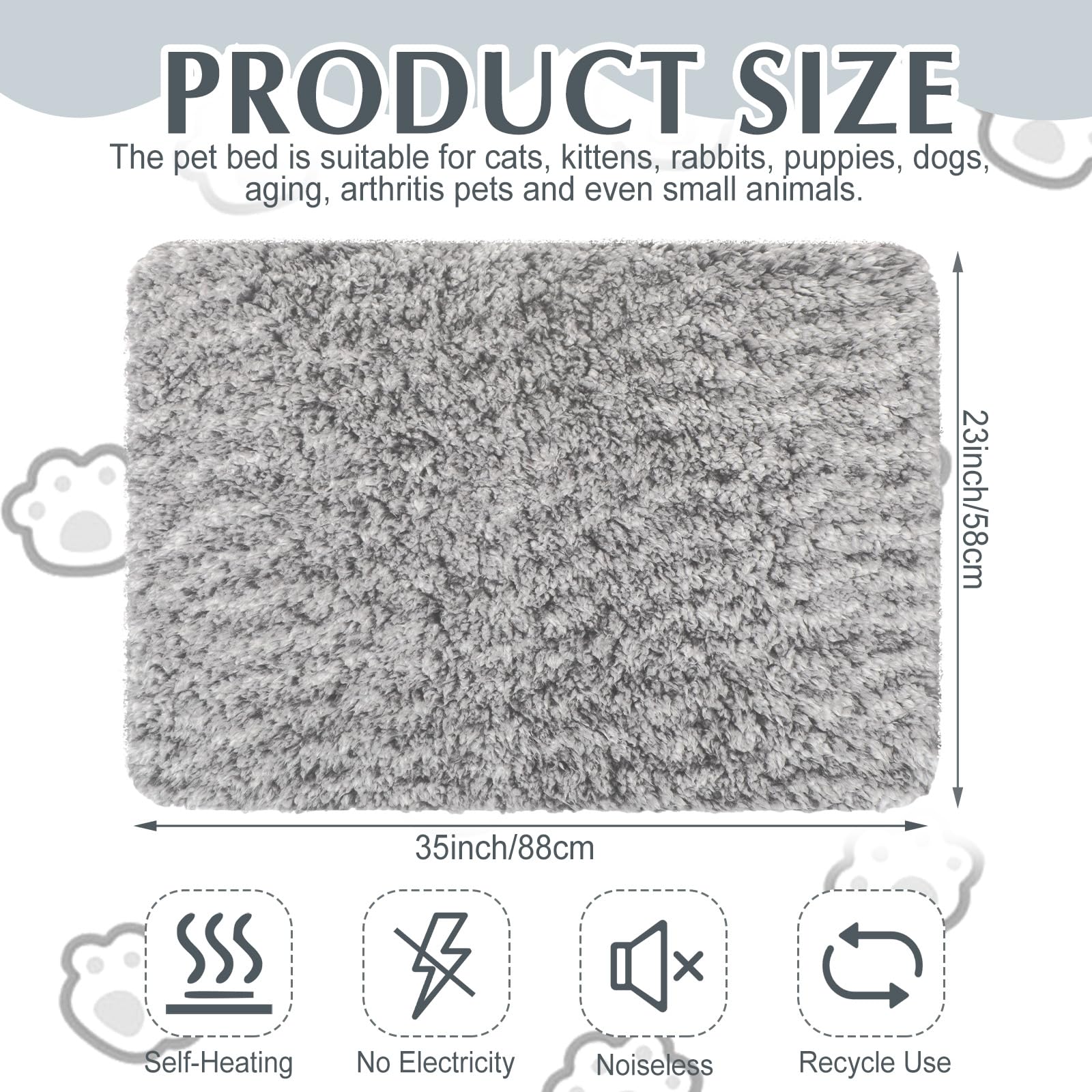 Drydiet self-warming pad gray with a cat relaxing to highlight warmth.
