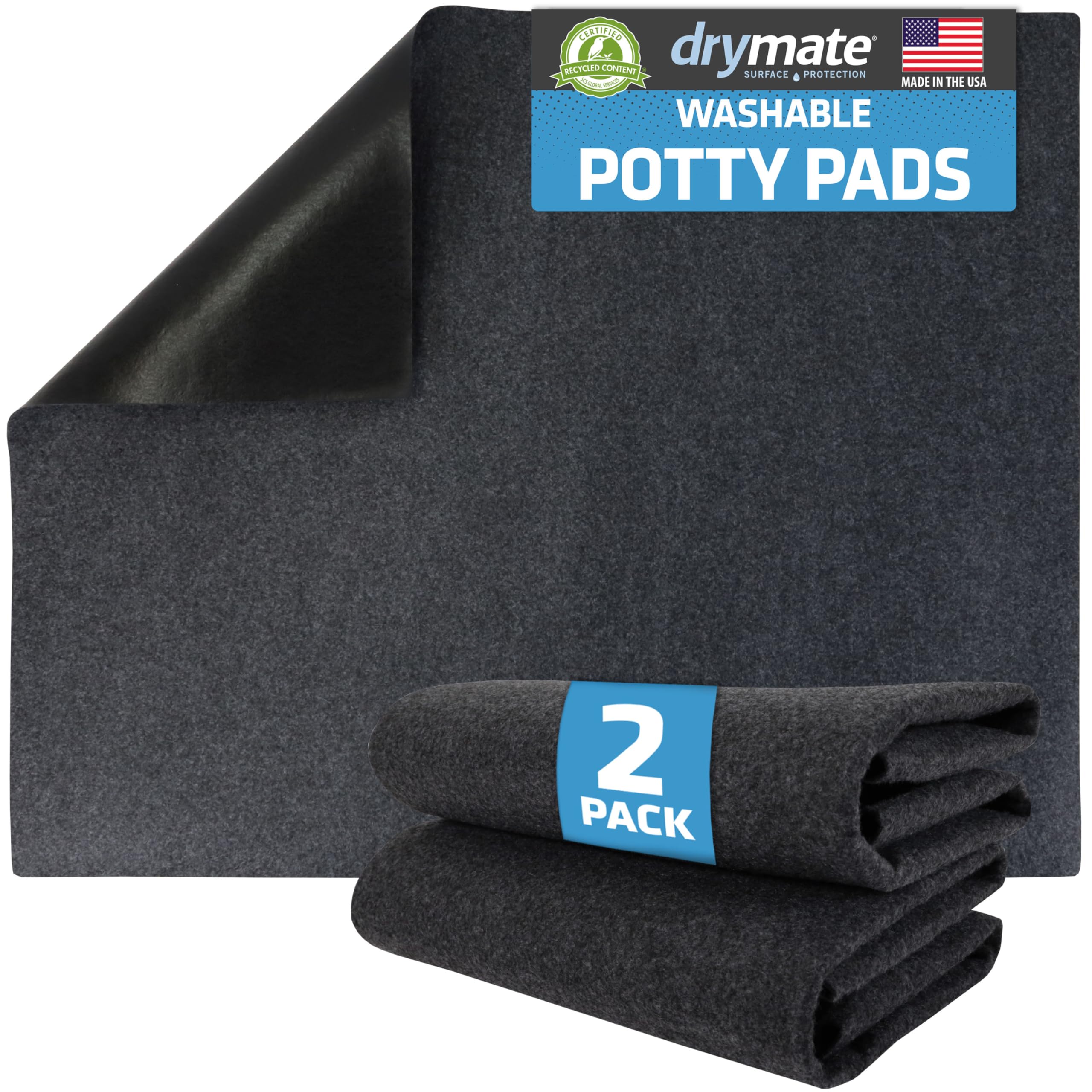 Drymate 2-pack washable pee pads 29x36 top view for dog training and containment.