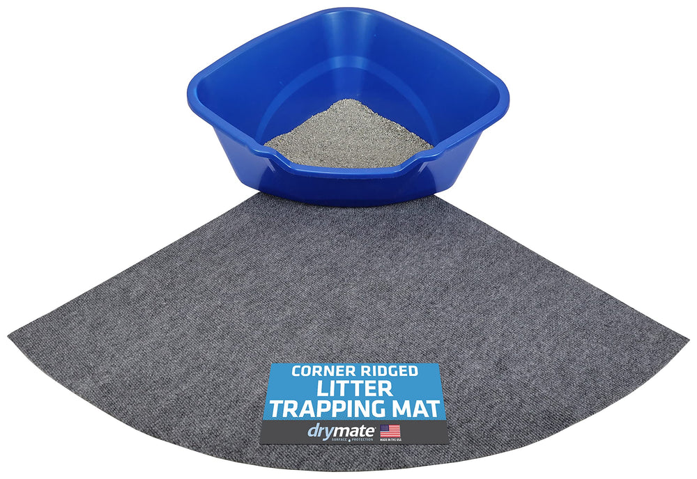 Drymate corner cat litter trapping mat ridged design front view traps litter and protects floors.