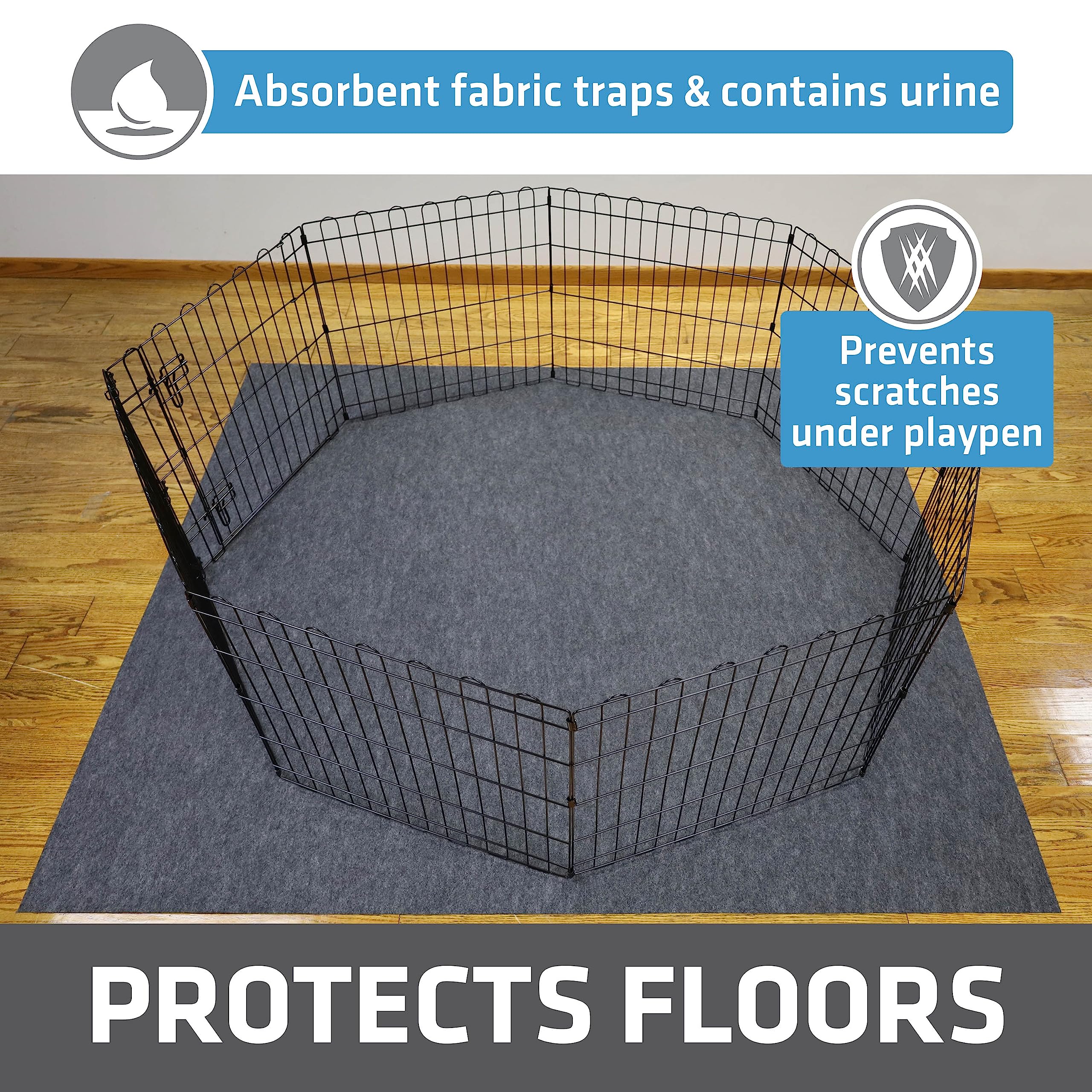 Drymate Jumbo Dog Playpen Mat absorbent top layer supports quick-dry containment
