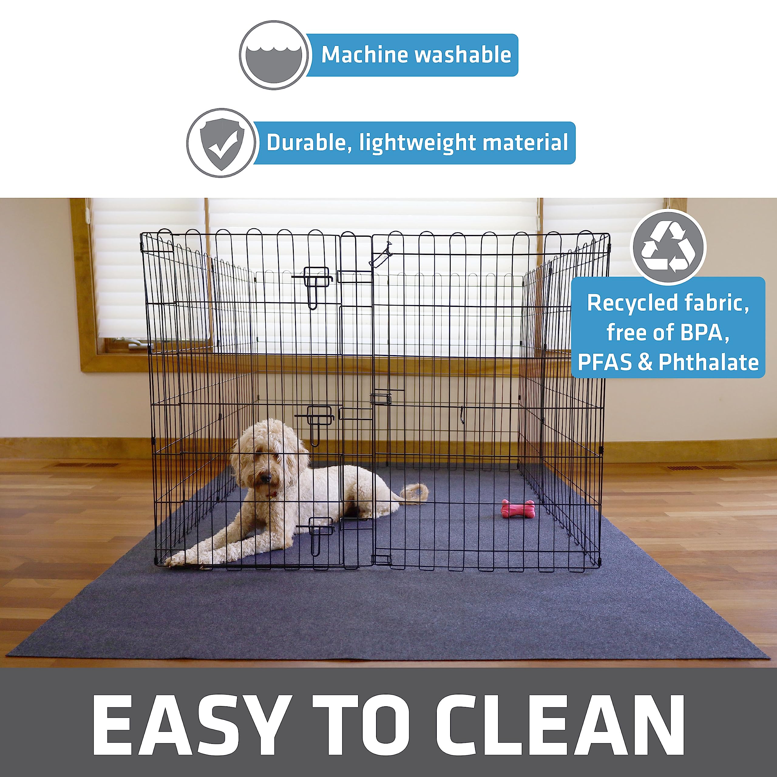 Drymate Jumbo Dog Playpen Mat machine-washable design enables easy, reuse