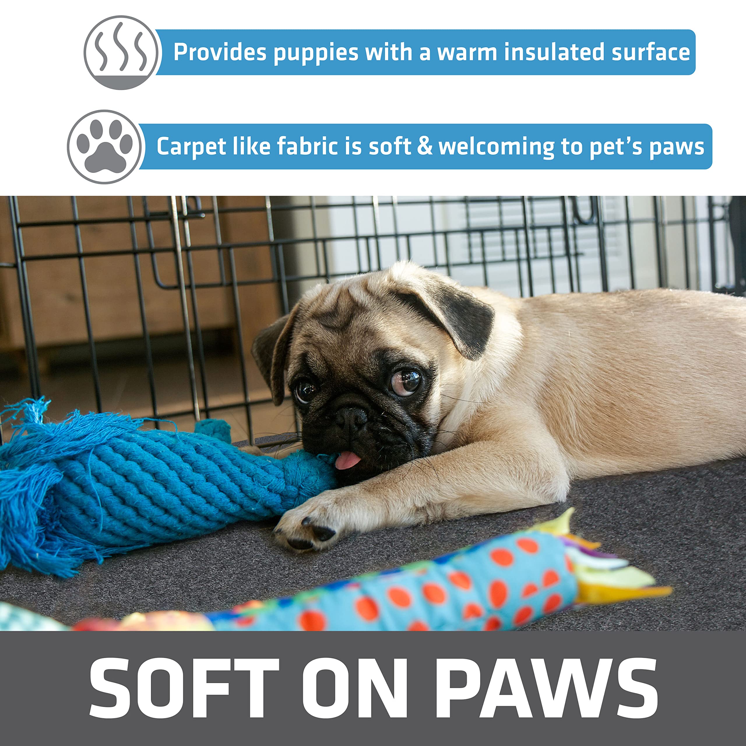 Drymate Jumbo Dog Playpen Mat slip-resistant surface stays in place during play
