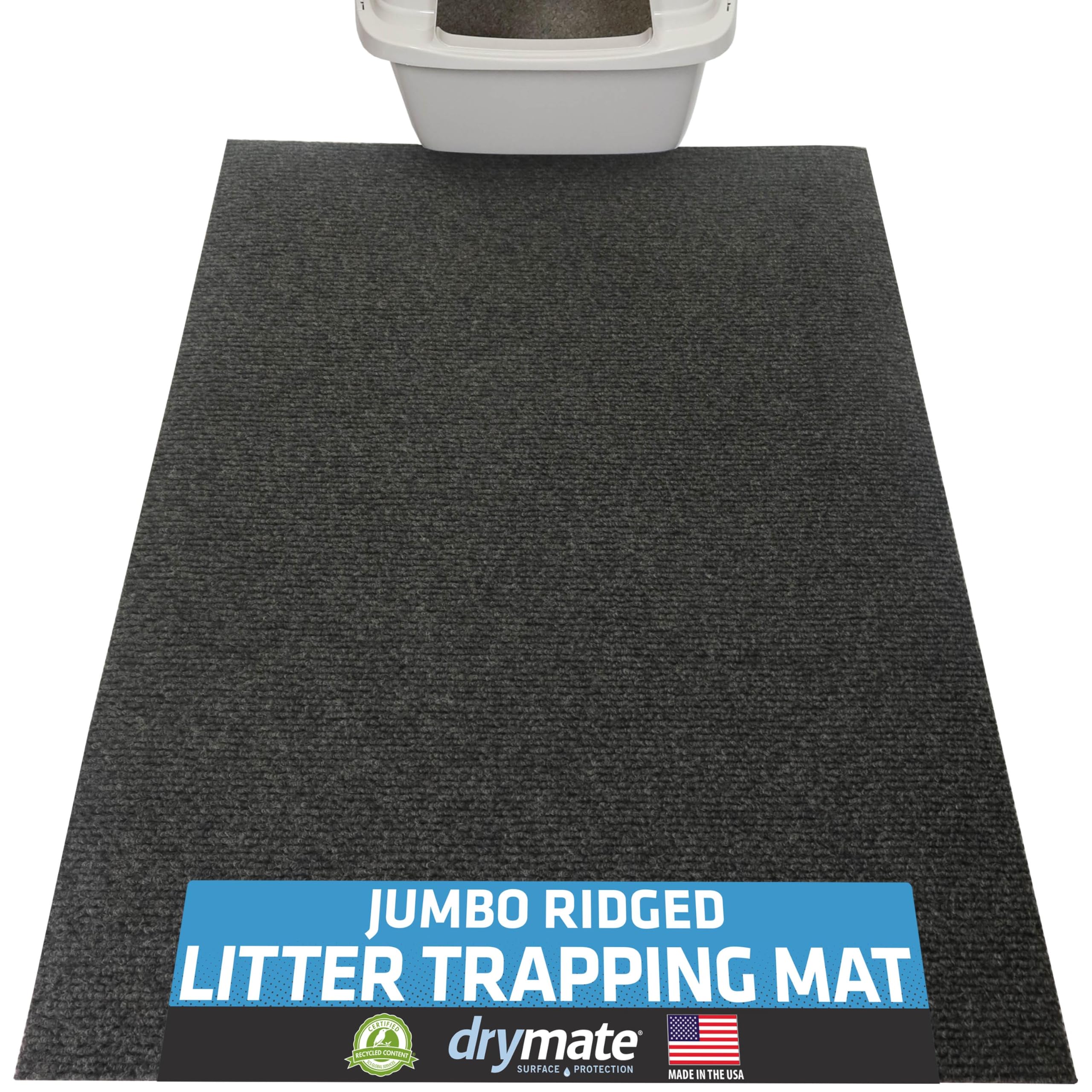Drymate Jumbo XXL Cat Litter Mat front view keeps floors cleaner by trapping litter.