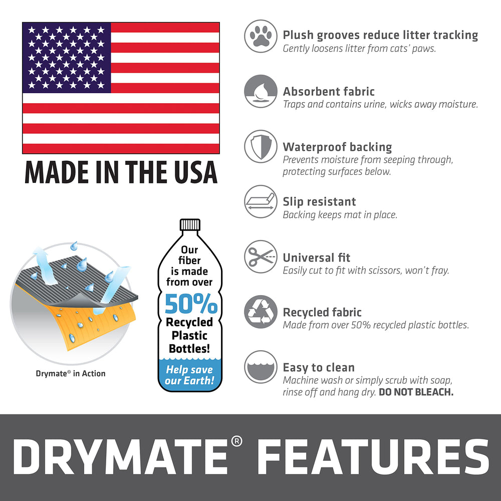 Drymate Jumbo XXL Cat Litter Mat machine-washable for easy cleaning.