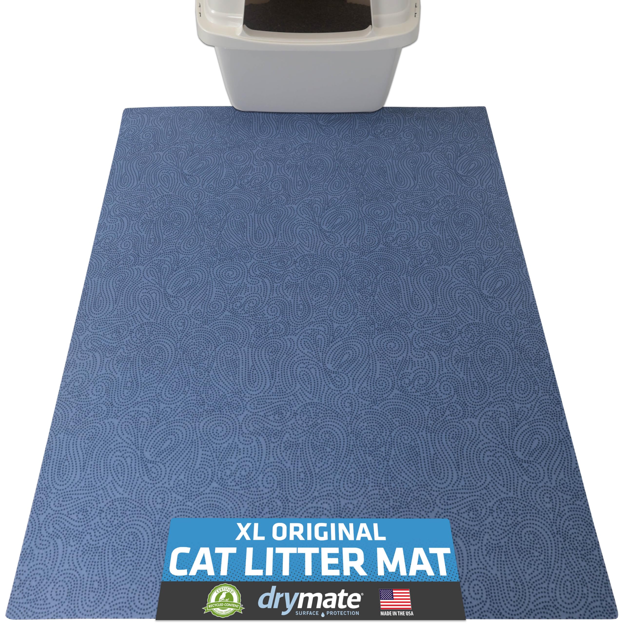 Drymate XL Original Cat Litter Mat blue-stucco top view traps litter for cleaner floors