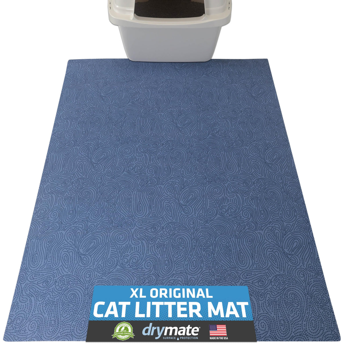 Drymate XL Original Cat Litter Mat blue-stucco top view traps litter for cleaner floors