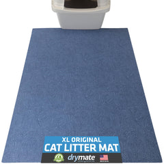 Drymate XL Original Cat Litter Mat blue-stucco top view traps litter for cleaner floors