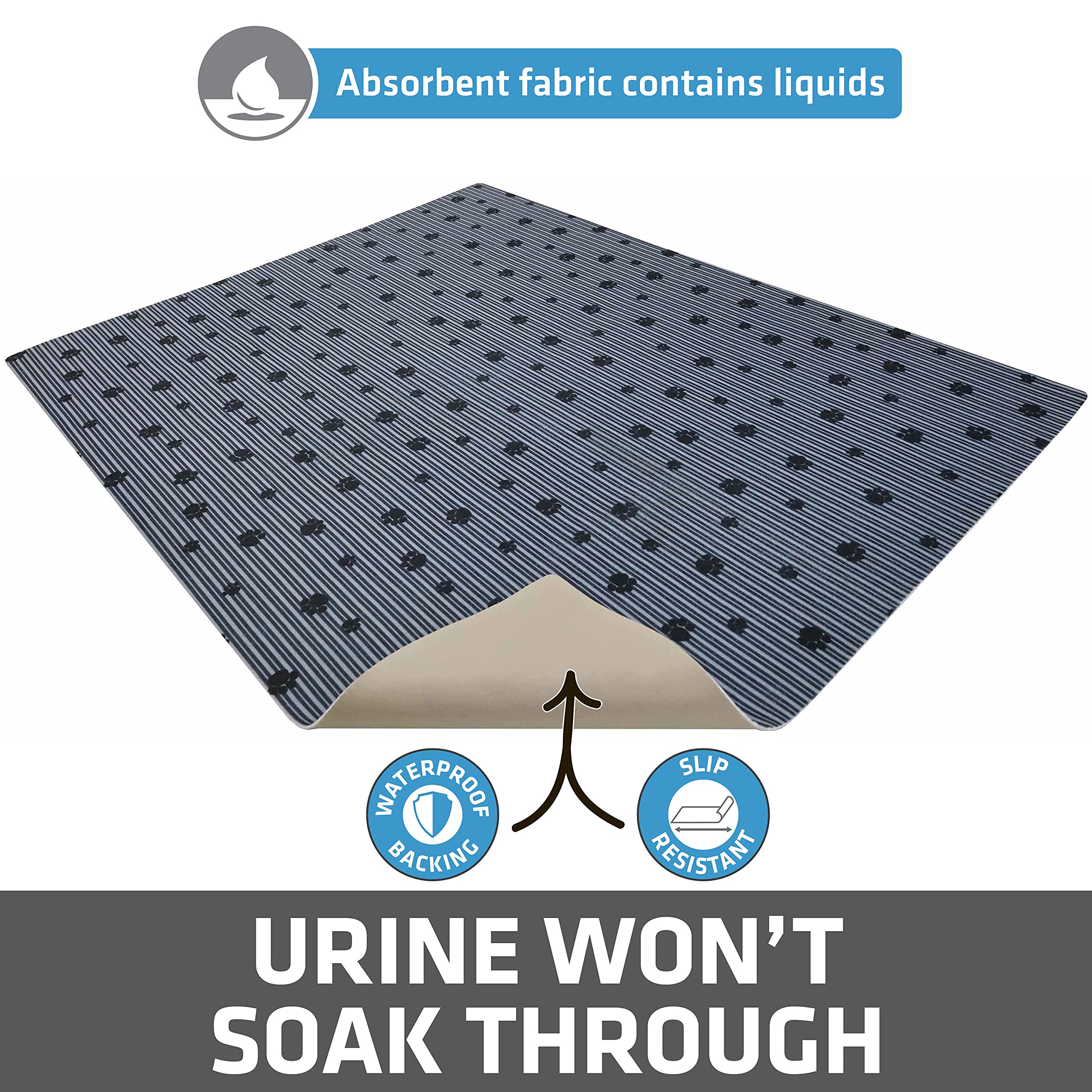 Drymate XL mat's slip-resistant backing stays put for easy cleaning.