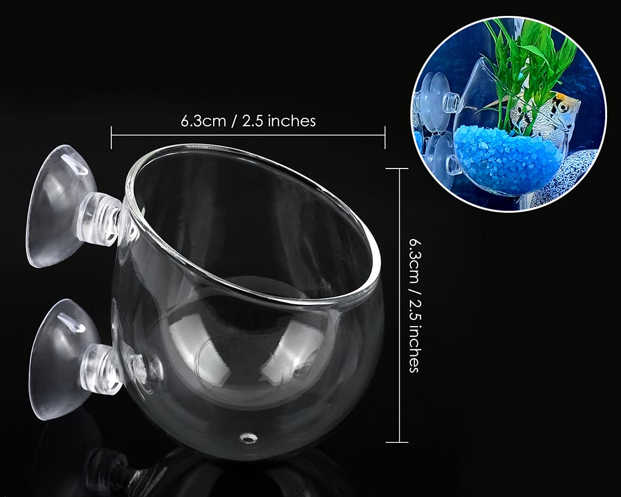 DS. DISTINCTIVE STYLE Crystal glass plant cups with suction, ideal for tank landscaping