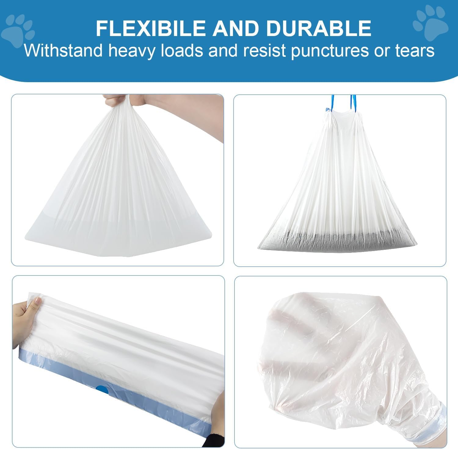 Bolsas extra gruesas DSPET para manejo higiénico de residuos.