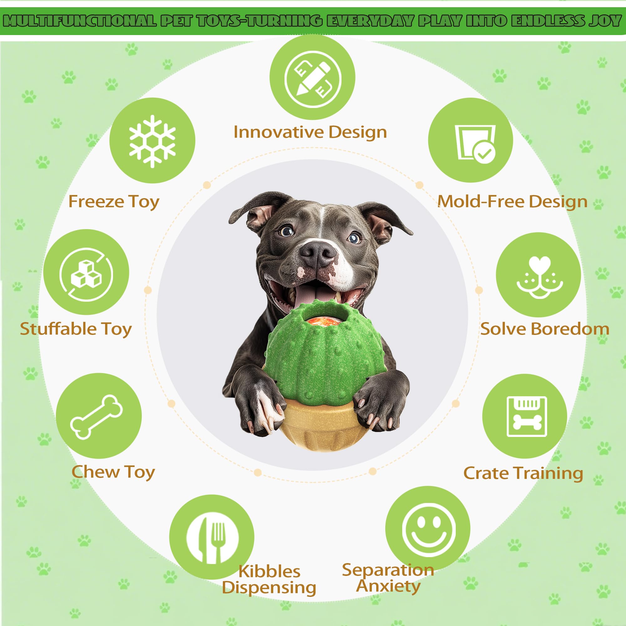 DSUMD frozen treat-dispensing toy green extends licking time for treats