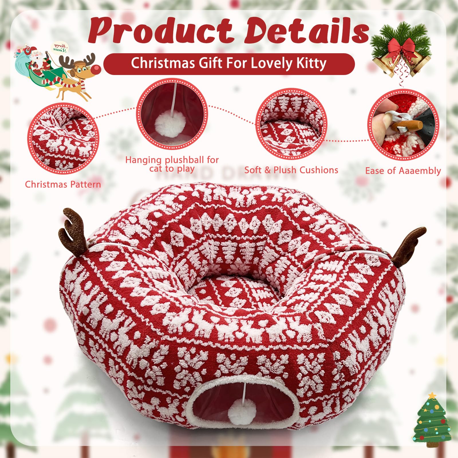 DTGDASCF Cat Donut Tunnel size 37x37 inches provides roomy stretch.