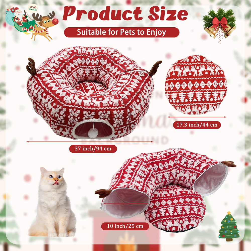 DTGDASCF Cat Donut Tunnel with holiday patterns enhances festive play space.