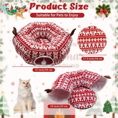 DTGDASCF Cat Donut Tunnel with holiday patterns enhances festive play space.