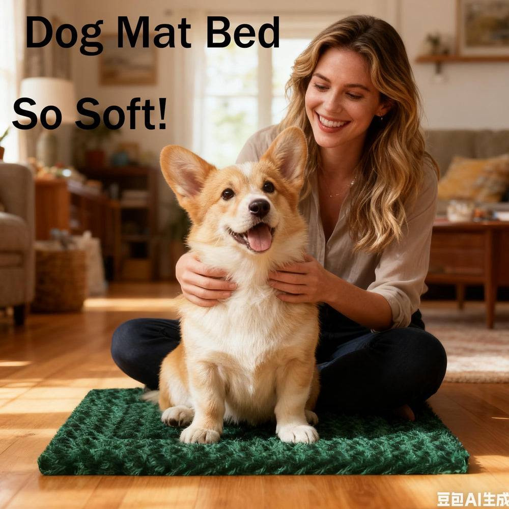 DTKIUSDKR dog crate bed pad reversible-design view highlights dual-sided warmth and breathable fabric.