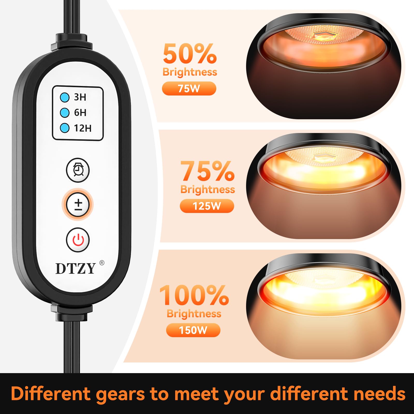 DTZY Reptile Light Fixture 7inch deep dome top view highlighting aluminum reflector