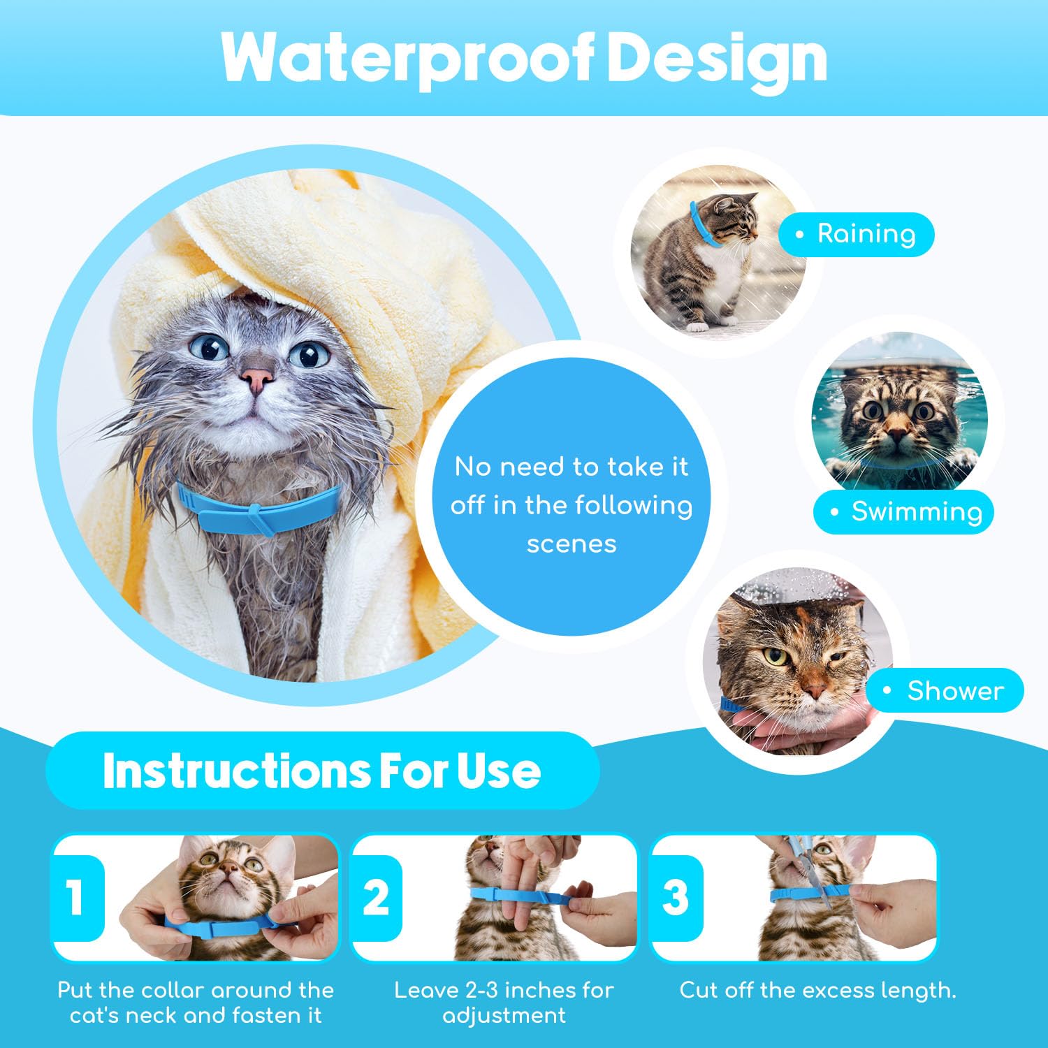 Duasdne Calming Collar 4-pack in blue demonstrates versatile calming support for multiple cats.