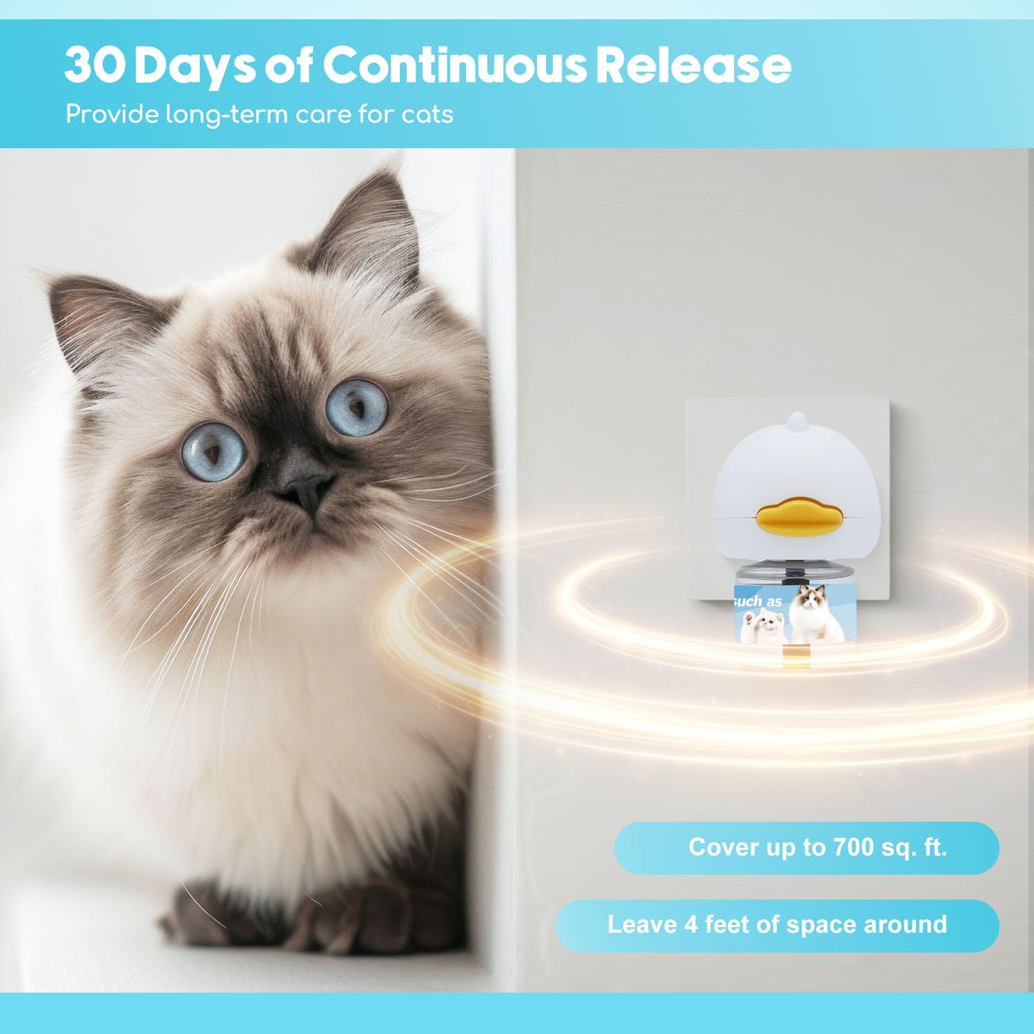 Duasdne cat calming diffuser bottle close-up highlighting pheromone formula