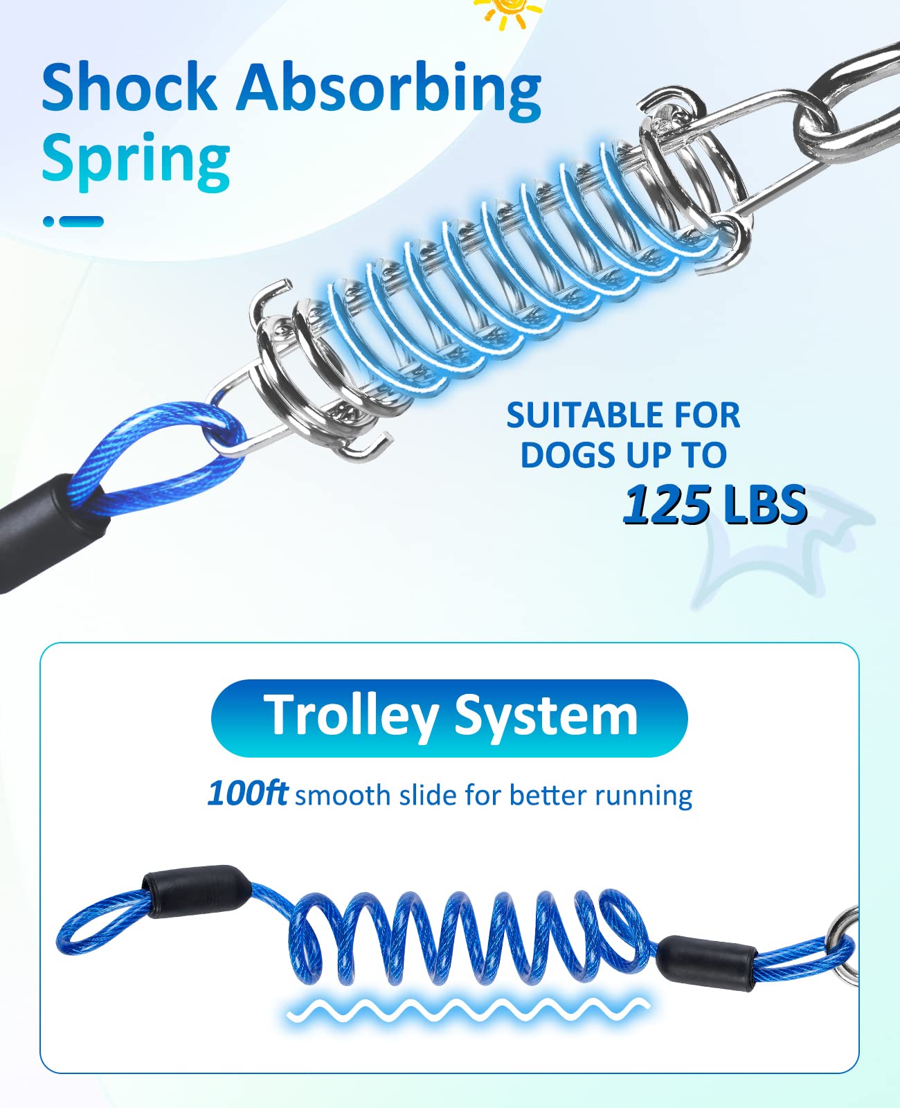 Duckygoo 100ft tie-out cable extends outdoor exploration