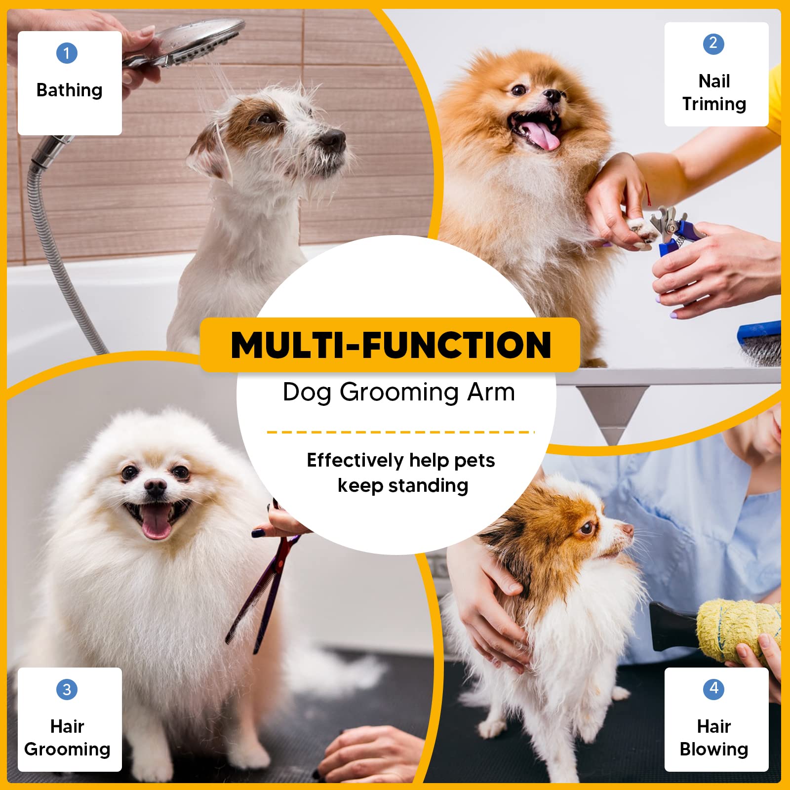 Duckygoo portable grooming arm folds neatly for storage and travel.
