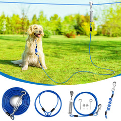 Duckygoo Yard Dog Runner with elastic cable enables smoother roaming