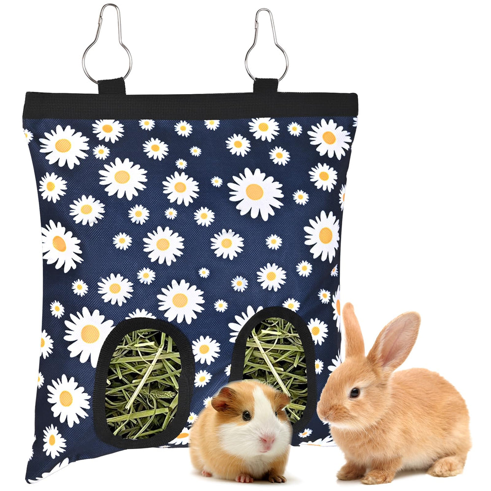 Ducyak Upgraded Rabbits Hay Feeder blue daisy front view promotes tidy feeding