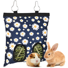 Ducyak Upgraded Rabbits Hay Feeder blue daisy front view promotes tidy feeding