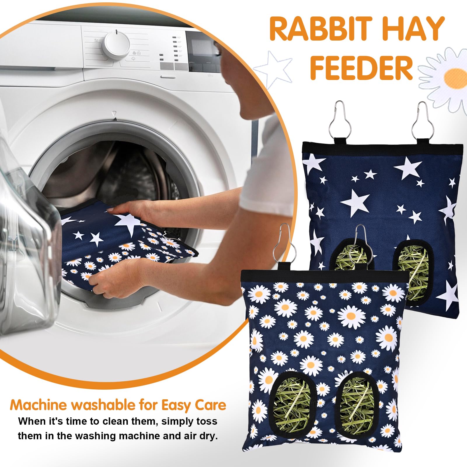 Ducyak hay feeder hung inside cage, easy access and tidy habitat