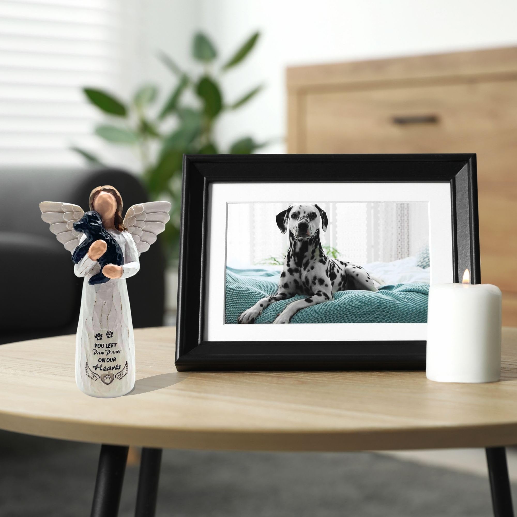 DUDULOVY hand-painted angel dog figurine captures tender emotions and lifelike details
