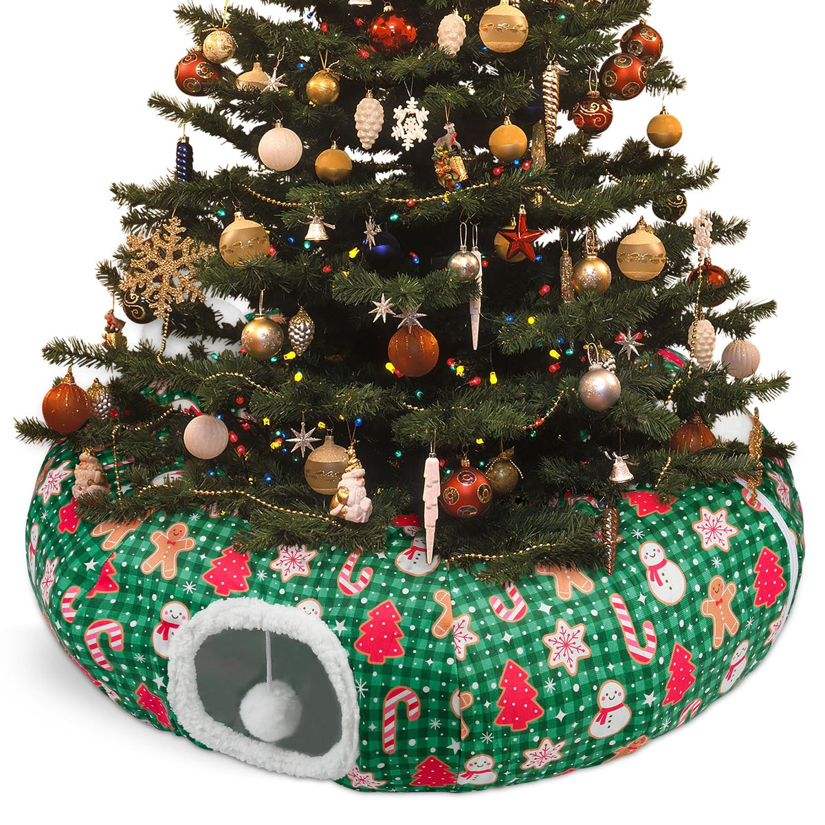 Due Felice cat tunnel green nap zone for relaxed hideaway and cozy naps.