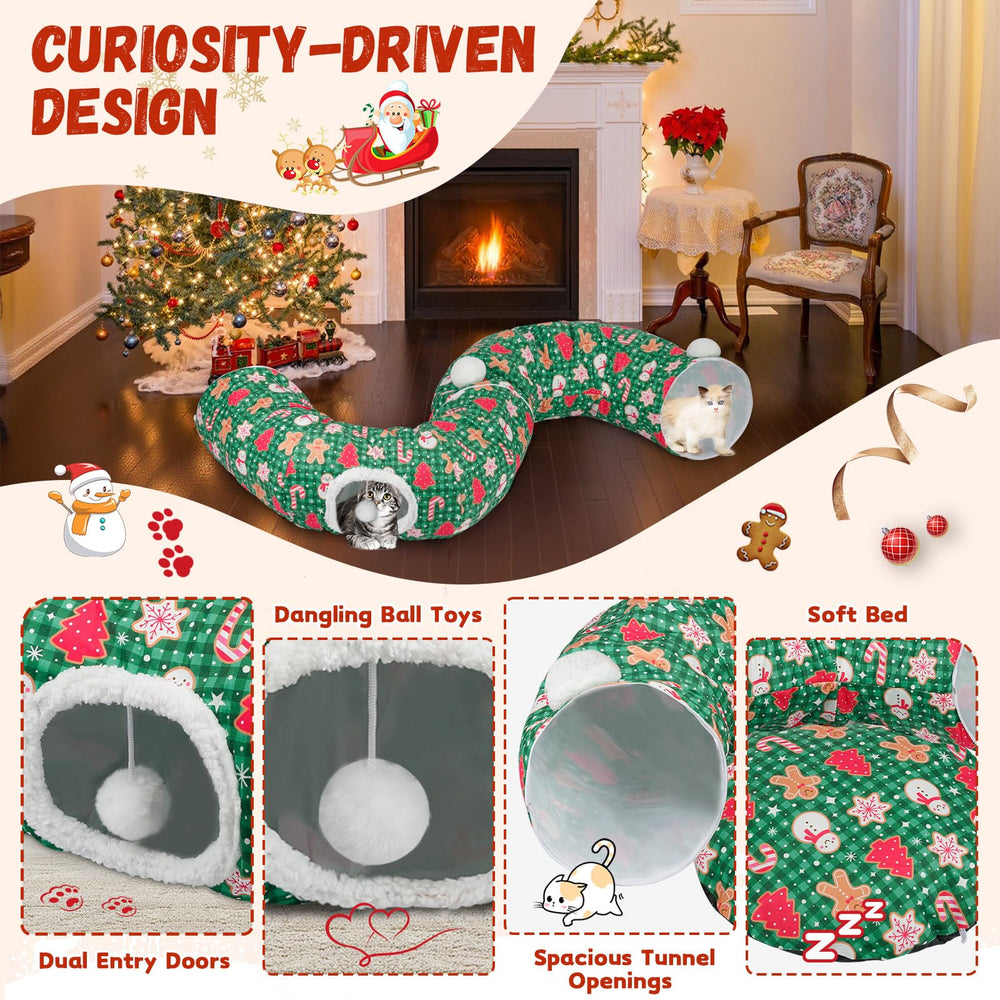 Due Felice cat tunnel folds flat for easy storage and quick cleanup.