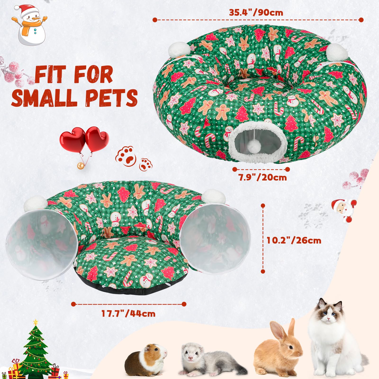 Due Felice cat tunnel plush cushion offers soft comfort during naps and play.