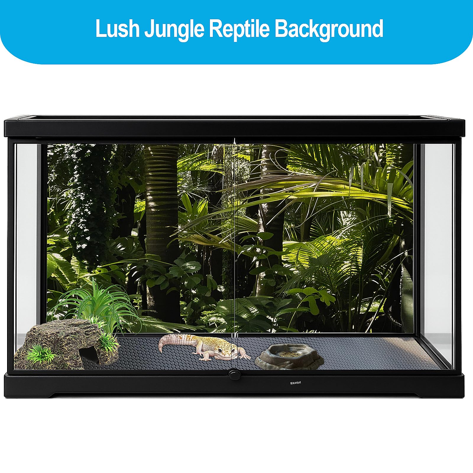 Duedusto 40-gallon compatibility image highlights easy-fit design for standard enclosures.