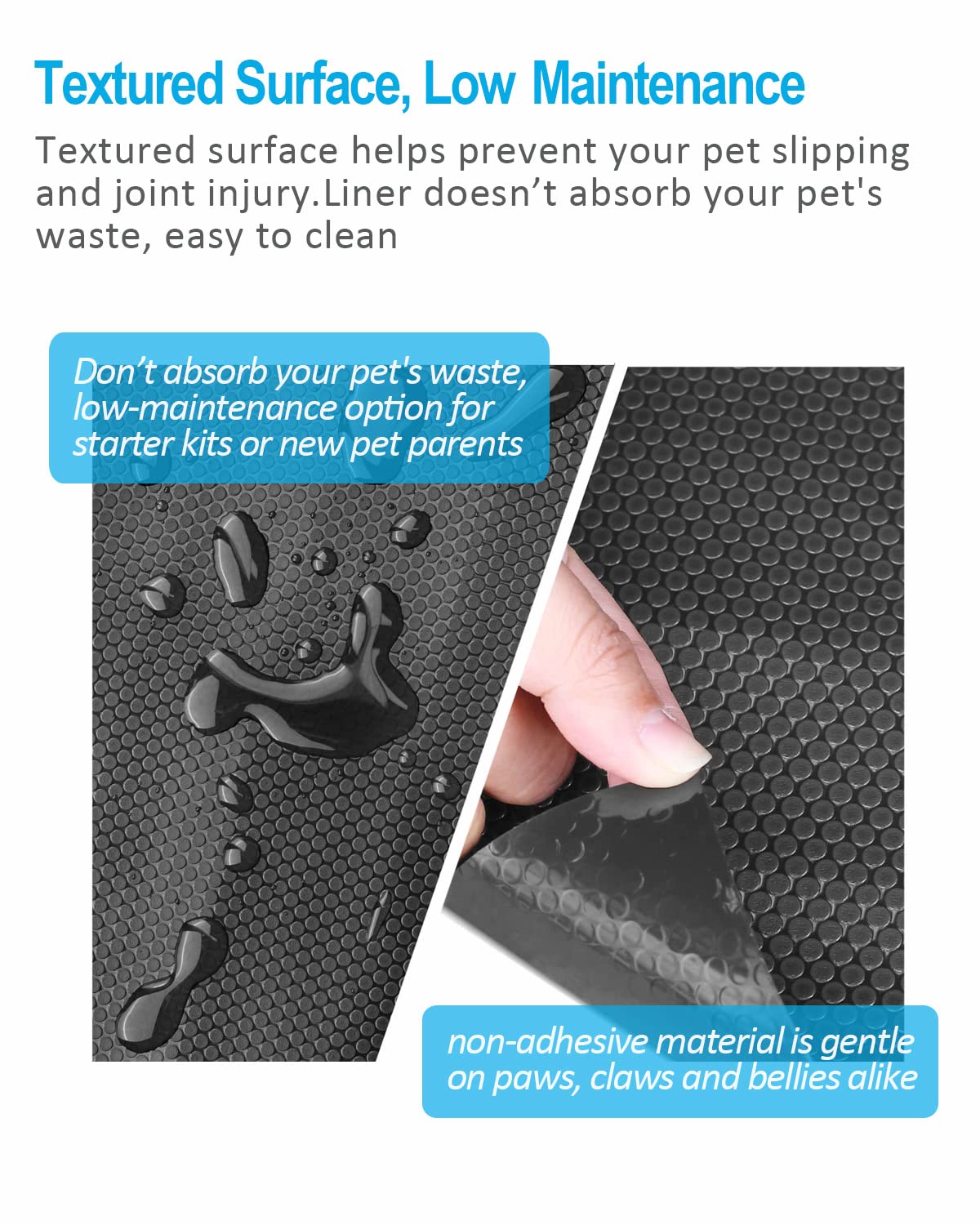 Duedusto Reptile Liner Waterproof highlights non-absorbent layer ideal for quick spot cleaning.