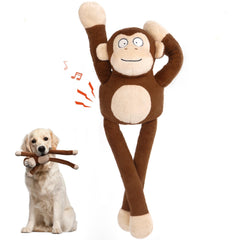 Duepay squeaky-monkey-toy with crinkle paper for durable fetch play.