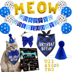 duludulu cat birthday bandana with Birthday Boy for a comfy photo moment