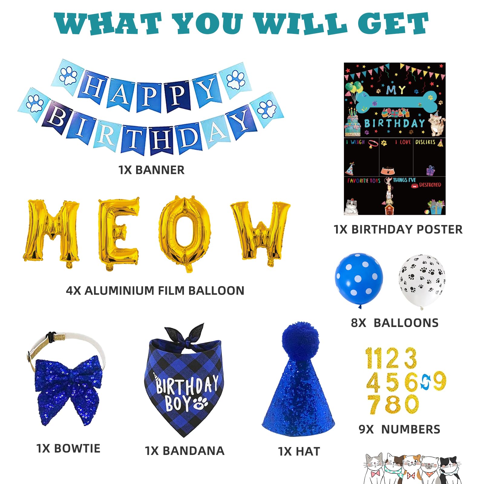 duludulu cat birthday hat with adjustable elastic for a secure festive look
