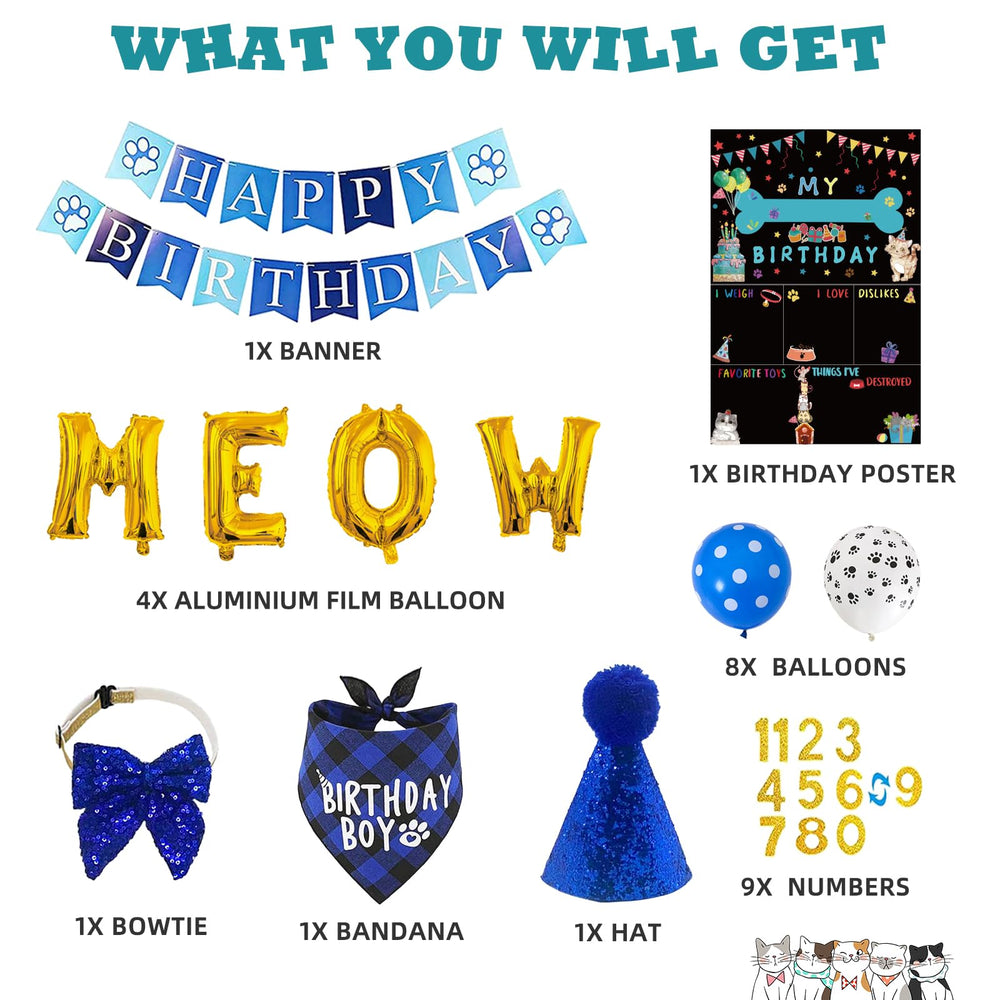 duludulu cat birthday hat with adjustable elastic for a secure festive look