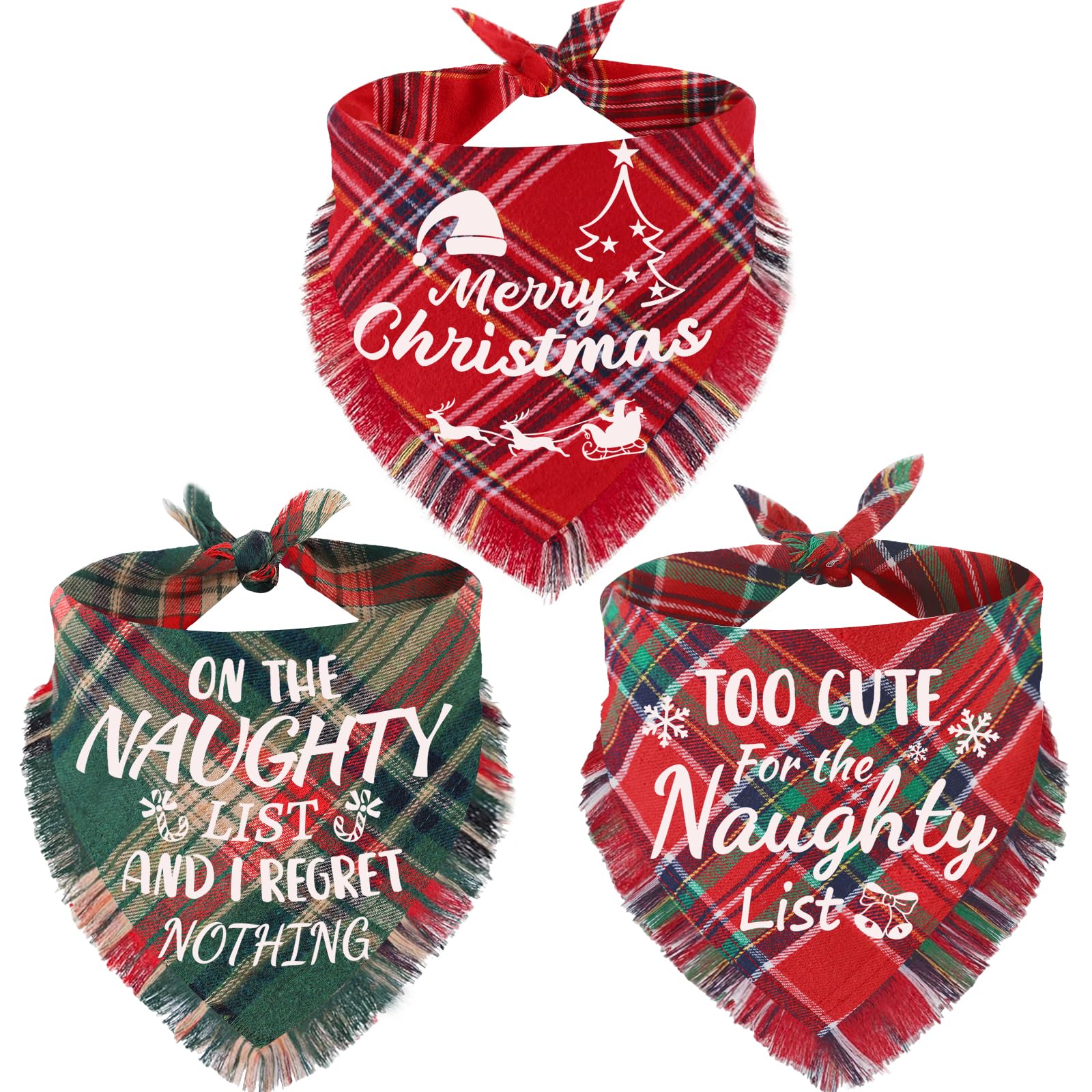 duludulu christmas dog bandana with tassels in red and green, perfect for festive photos